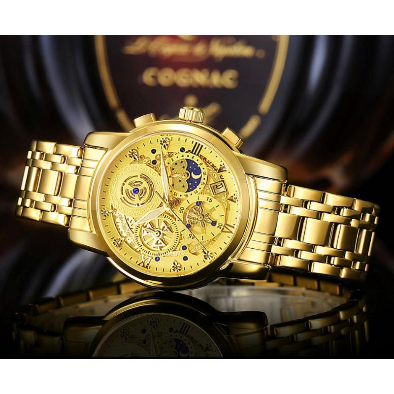 WWOOR Skeleton Watch Trendy Business Men's Watches Waterproof Fashion Quartz Men's Watches