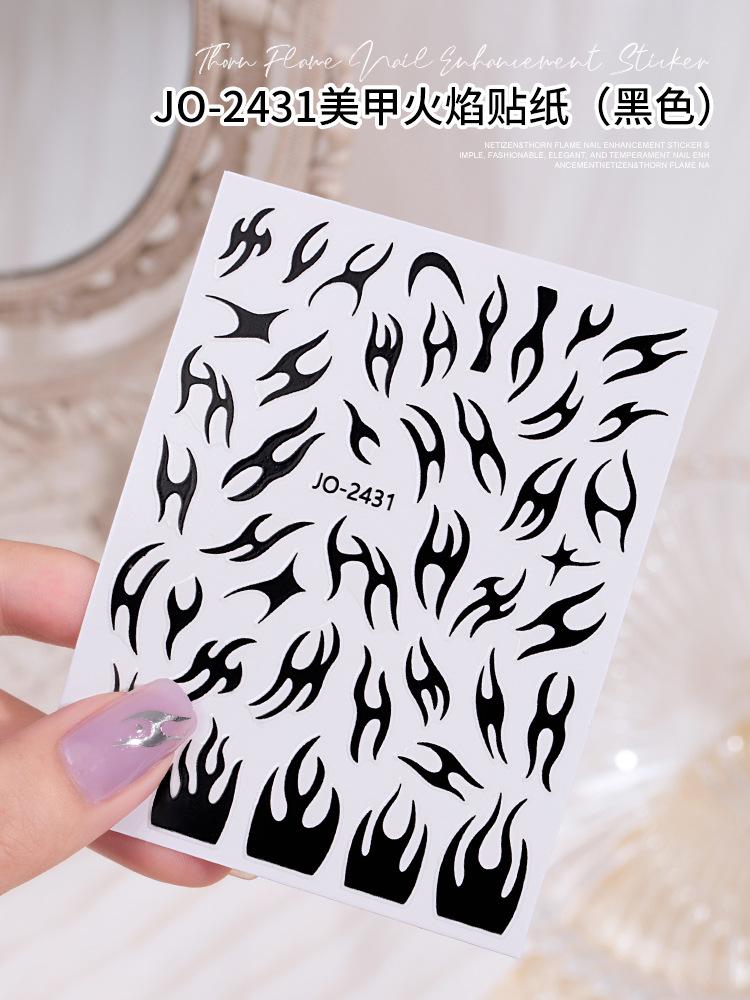 Nail Sticker Mirror Thorn Flame Manicure Sticker Hot Gold and Silver Laser Aurora Irregular Metal Nail Sticker Decoration