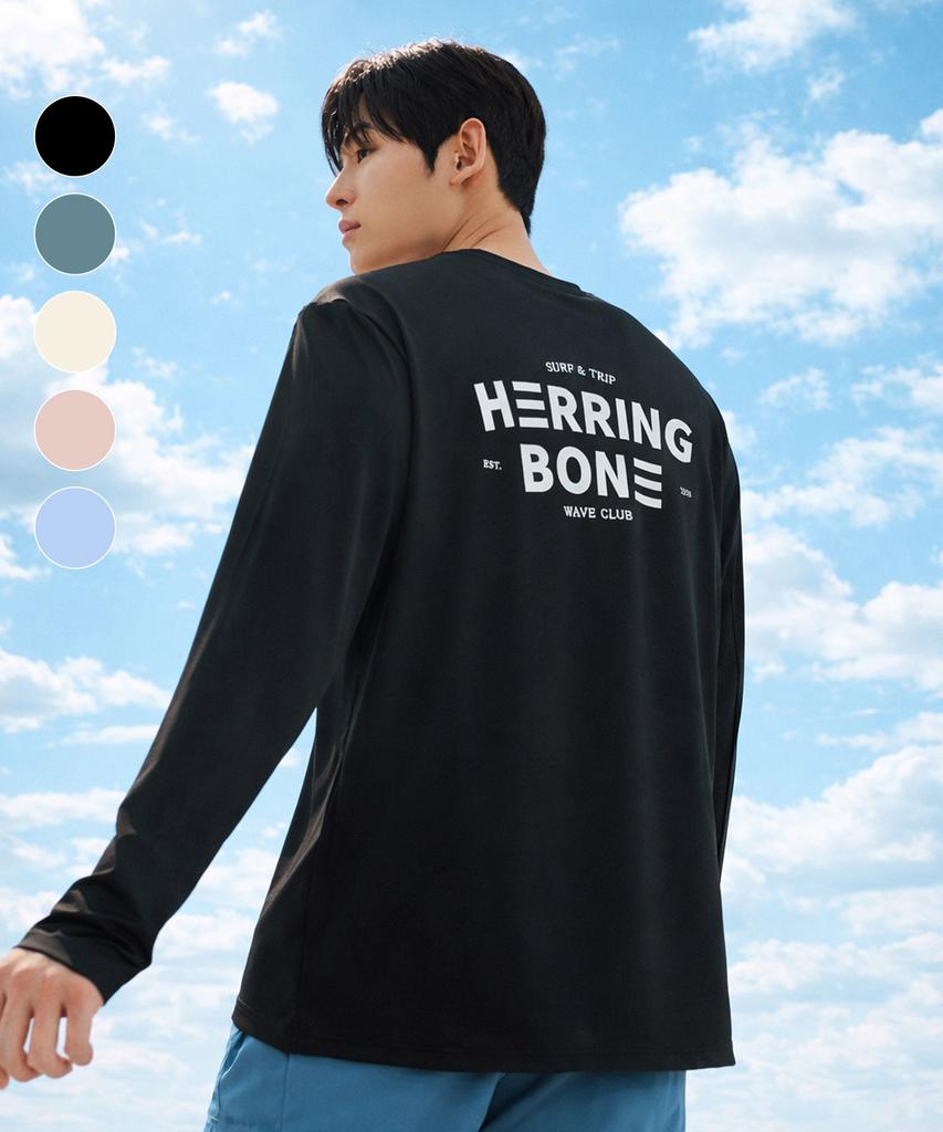 Helingbon Men'S Loose Fit Rash Guard Big Logo Long Sleeve (7 Colors) / Rj408M (A Type)