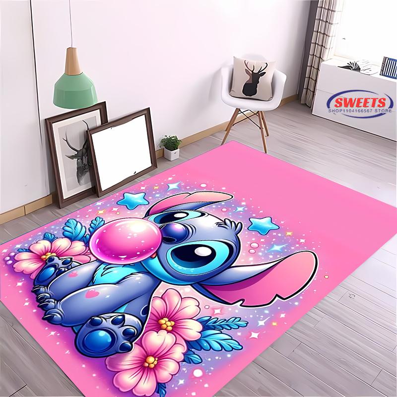 NO.5 Disney Lilo & Stitch Theme Carpet! Bedroom Living Room Bed Mat, Non-slip Exquisite Home Decor, Durable Machine Washable Rug