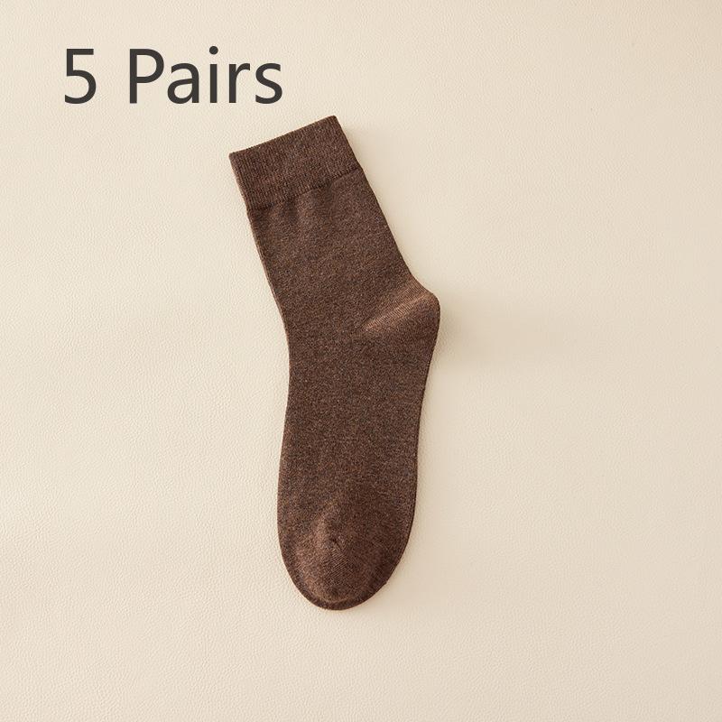 5 Pairs of Men's Autumn and Winter Pure Cotton Retro All Cotton 5A Antibacterial and Deodorizing Men's Sports Mid Top Socks