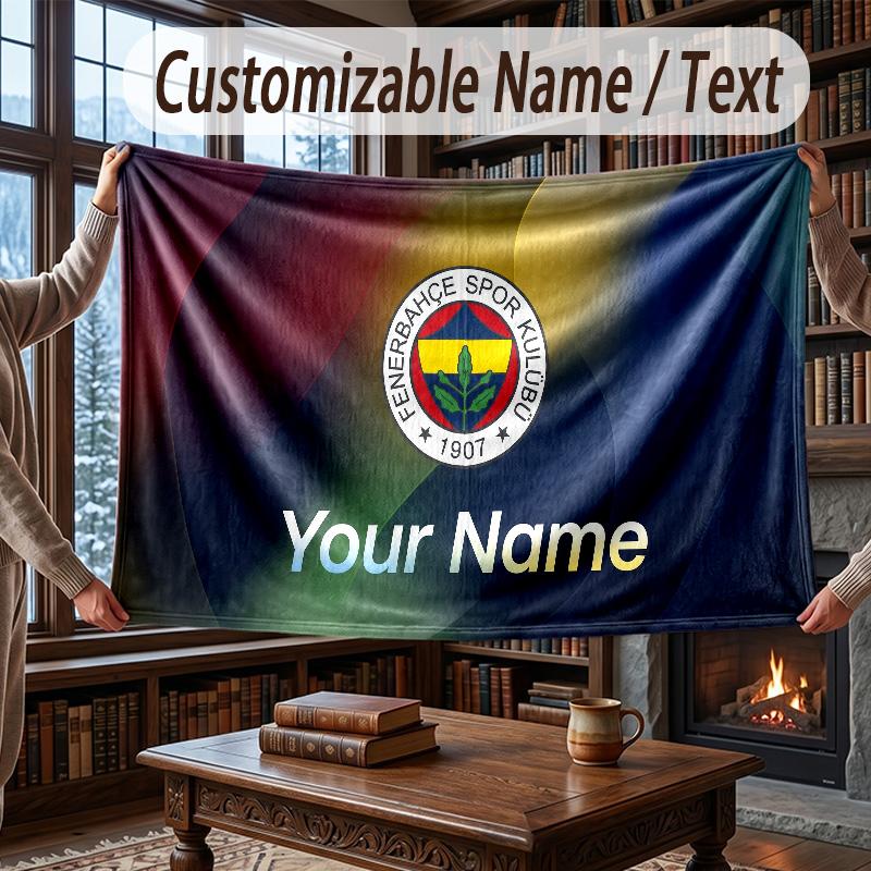 Manta de Franela Personalizada con Nombre Patrón del Fenerbahçe FC Cálida Decoración para el Hogar