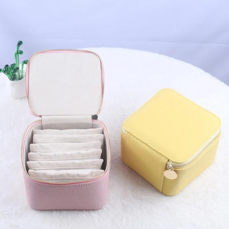 Leather Jewelry Box Mini Pouch Aesthetic Earring Organizer Small Bag Creative Portable Travel Storage Box Bracelet Necklace Ornament Display Container