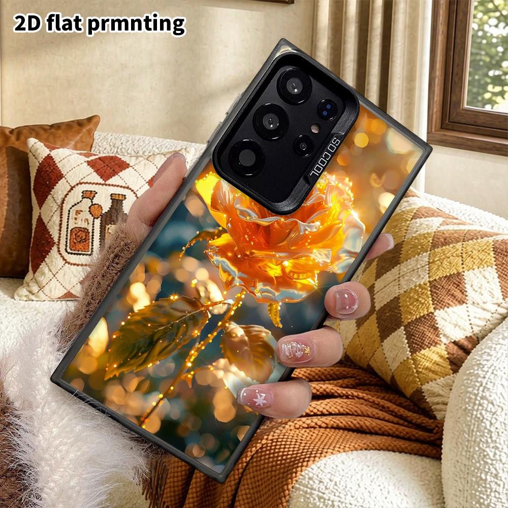 Phone Case: 2D Flat Samsung Galaxy A34 A35 M05 M06 S20 S22 S21 FE Plus 5G Protective Case, Couple Style, Metallic Rose, Christmas and Halloween Gift