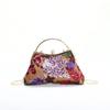 New Chinese Style Embroidered Flower Dinner Bag, Heavy-duty Mesh Sequin Splicing Trendy Clip On Handbag