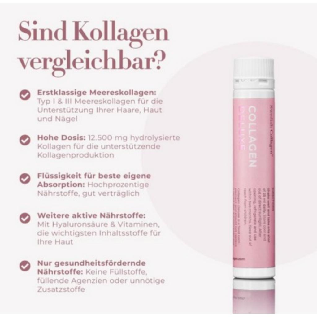 [Swedish Collagen] Collagen Deluxe 20 X 25ml Daily Shots/Hydrolyzed Marine Collagen Liquid Supplement