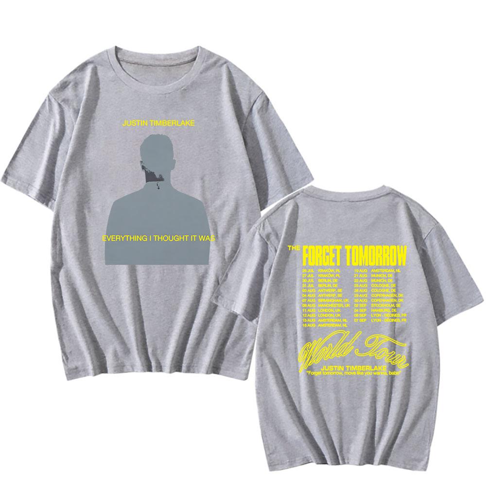 Men Justin-Timberlake T-shirt The Forget Tomorrow World Tour 2024 Tshirt Cotton Summer Casual Men/Women Tee-shirt Unisex Clothes