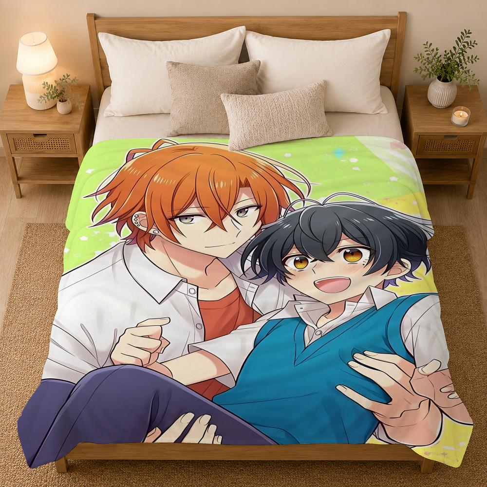 Sasaki And Miyano Anime Throw 240G Flannel Blanket, Suitable For Sofas, Beds, Offices,  Exquisite Gift Blankets