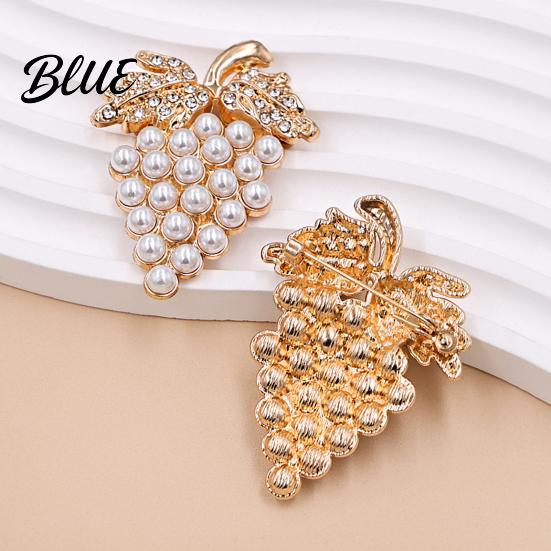 Long-lasting Brooch Grape Design with Imitation Pearls And Rhinestones Strong