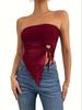 European & American Women's Summer 2024 Slim Fit Strapless Vest: Solid Color, Side Drawstring, Irregular Slit Design