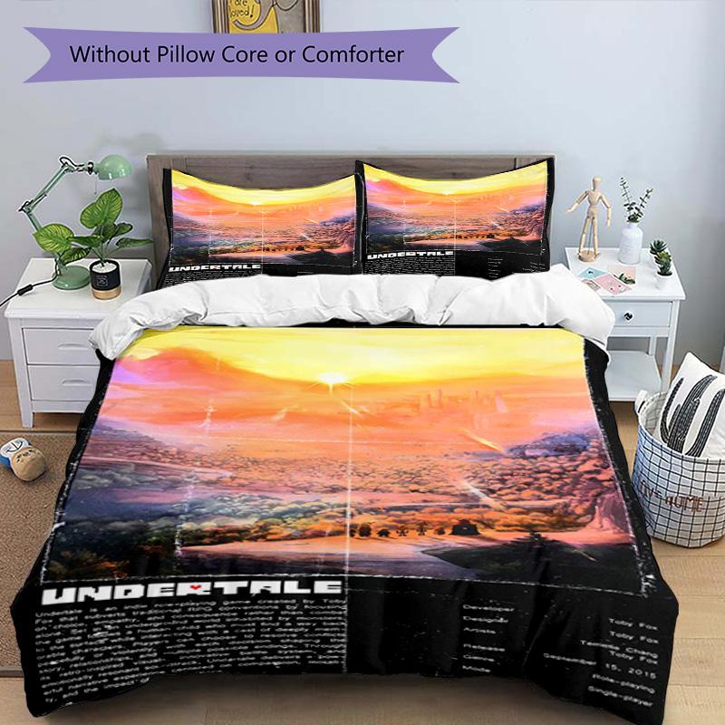 3Pcs Undertale Retro Game Bedding Quilt Set Quilt Cover Gift For Fans 1 Duvet Cover 2 Pillowcase Game277