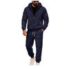 Mens Heavyweight Fleece Loose Hooded Sweatshirt And Pants Casual Sport Two Piece Set