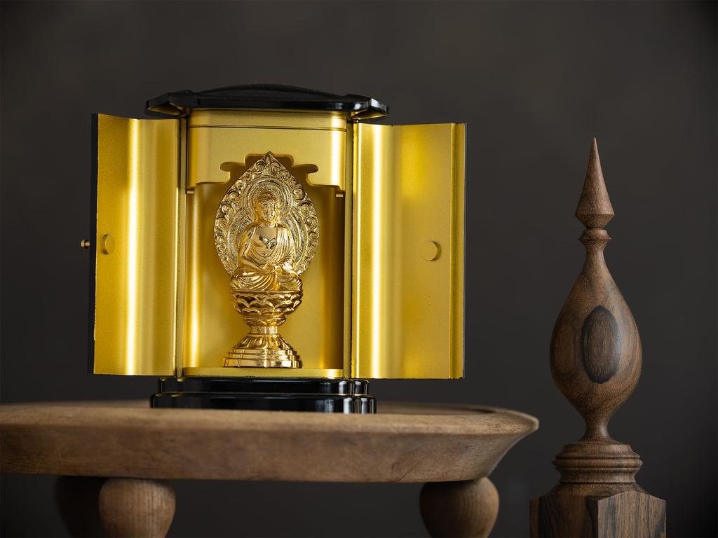 Buddha-Statue Shaka Nyorai sitzende Statue Gold mit PC Zushi Rinzai Tendai Takaoka Bronzeware pcZ (reines vergoldet) _ „Soto-Sekte, Sekte, Sekte“ (Shakanyorai