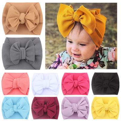 Mignon gros nœud papillon bébé bandeau couleur unie bébé filles bandeau élastique infantile nouveau-né Turban chapeaux bébé cheveux accessoires