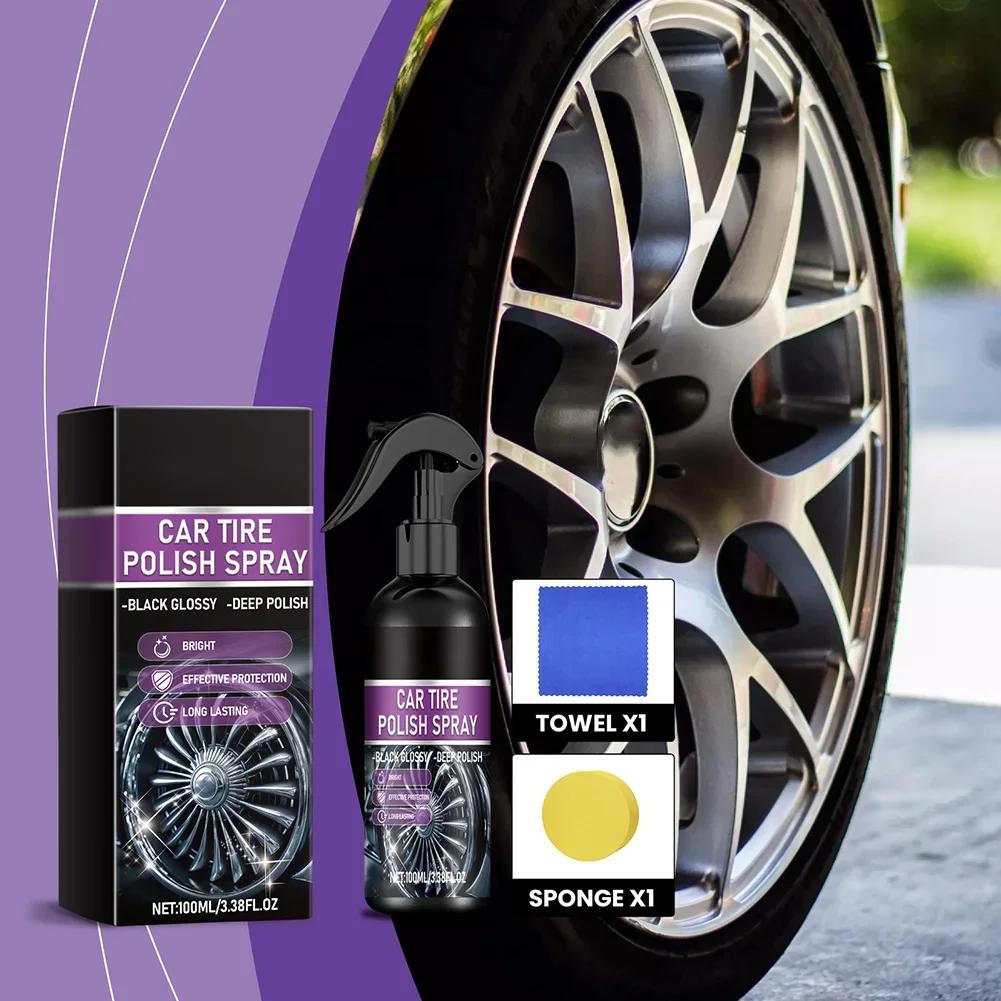 100ml Tire Coating Spray Gloss Wheel Restorer Agent Spray Polishing Brightener Auto Care Re-Black Tire Refurbishing Agent