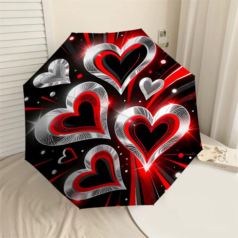 

1PC Heart Love Umbrella-8-Rib Reinforced Portable Folding Travel Suitable for All Seasons Outdoor Daily Use Is an Ideal Choice -F335