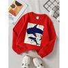 Crewneck Sweatshirt for Girls Featuring a Shark Fish Design, Suitable for Machine Washing. Ideal for Spring And Autumn