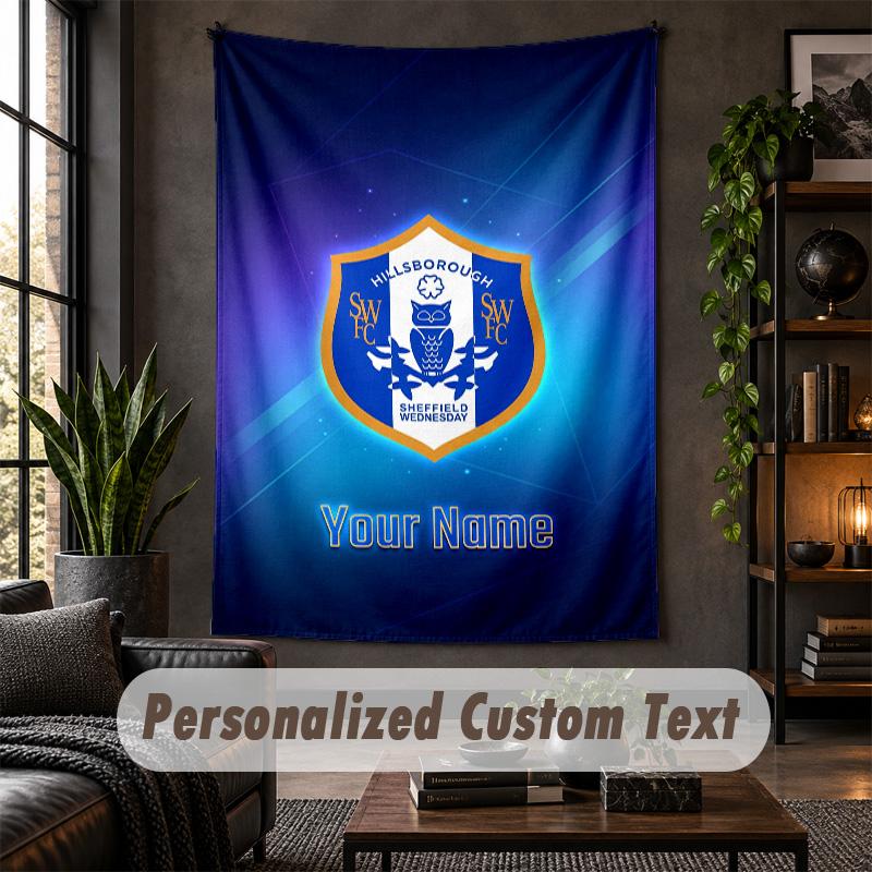 Personalized Wall Tapestry,Sheffield Wednesday FC Custom Text, Soft Fabric Wall Art For Indoor Decoration