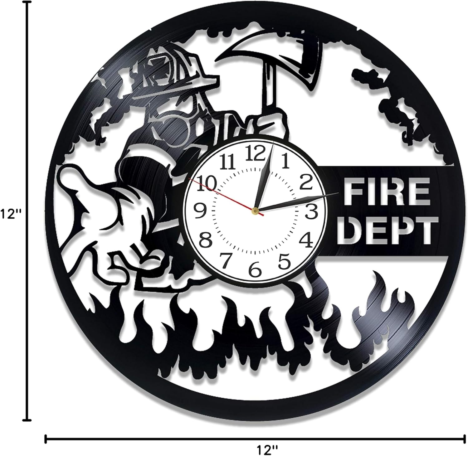 Fire Department 12 Inch Vinyl Record Wall Clock Firefighter Original Home Decor Fire Department Clock Birthday Gift for Boy