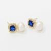 Square-cut Silver-pink, Pearl Cubic Zirconia Earrings for Wedding Guests
