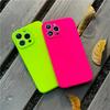 Neon Liquid Silicone Full Coverage Shockproof Customized Print Pure Color Mobile Phone Cases for 11-16 Pro Max