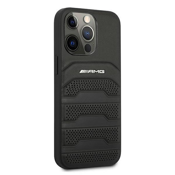 Etui Do iPhone 13 Pro AMG Leather Debossed Lines Czarny