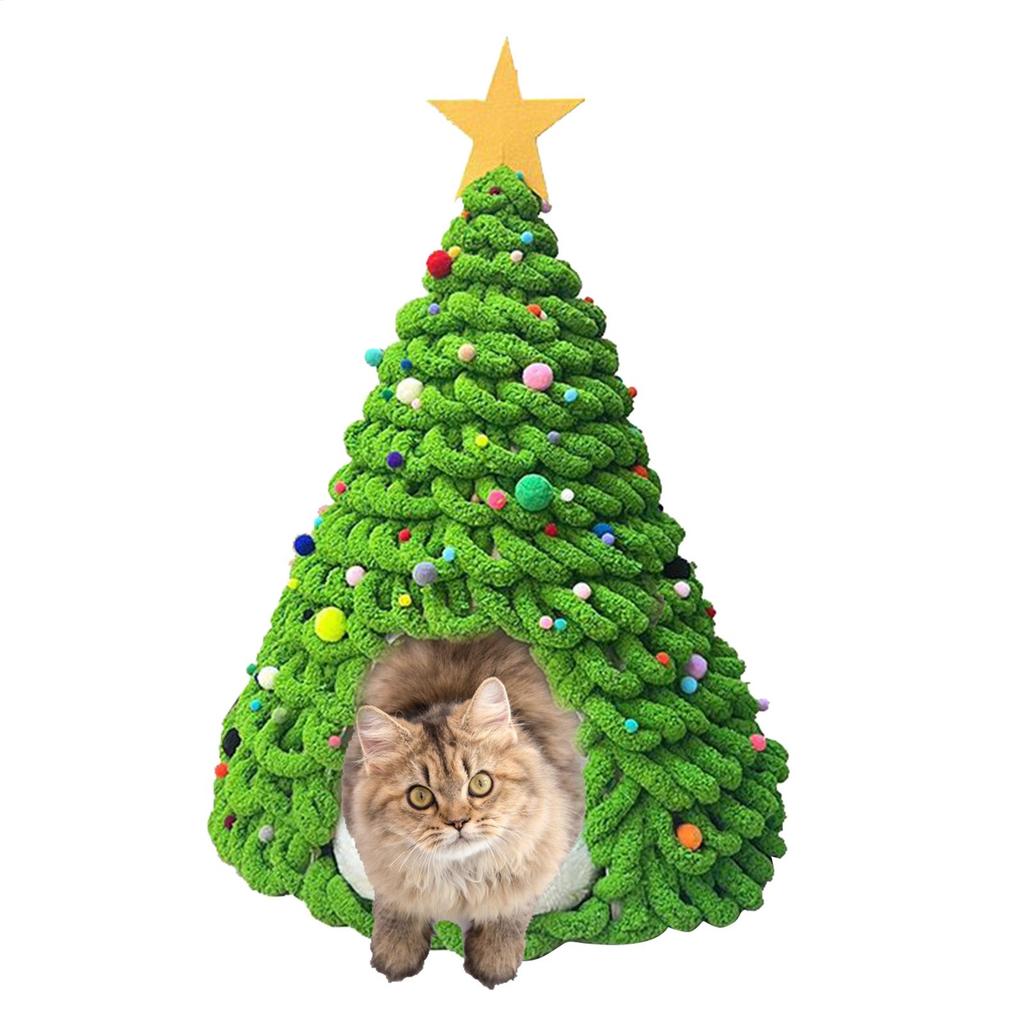 Kit Materiali Fai da Te Albero di Natale Casetta per Gatti Set Materiali Tenda per Gatti da Interno Gattino per Calore Invernale Tenda Artigianale (NESSUNA STELLA)