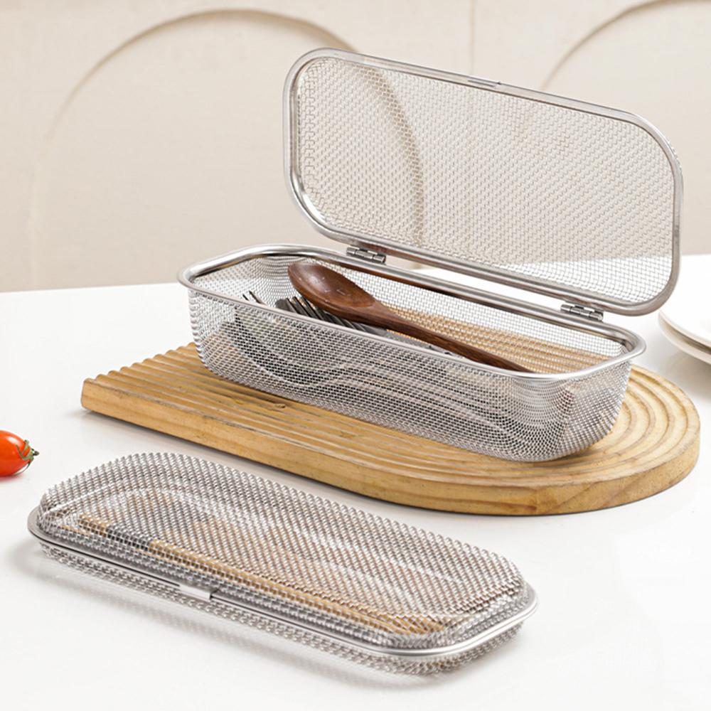 SUS304 Small Dishwasher Cutlery Storage Basket Rust Resistant Fast Drainage Cutlery Sterilizing Basket