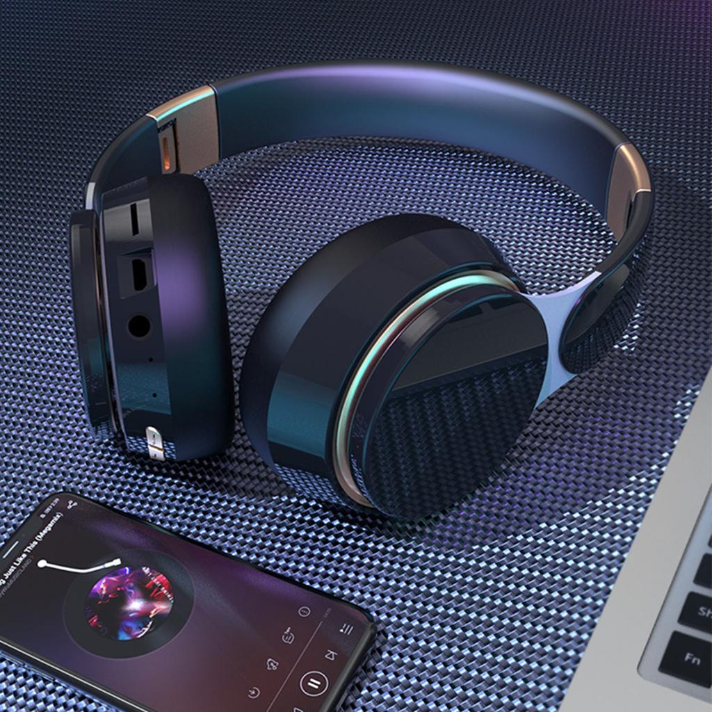 Bluetooth Headphone Noise Cancelling Stereo Deep Bass Foldable Retractable Over Ear Wireless Headset for Sports Travel