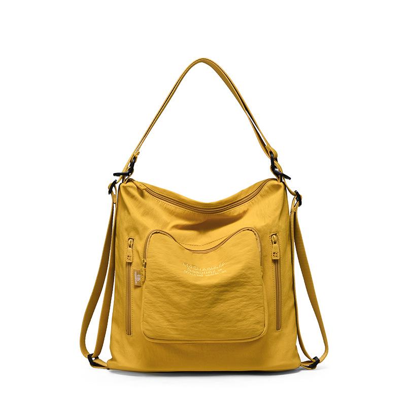 

2025 Мода Японии и Южной Кореи Женская большая вместительная сумка через плечо и повседневный студенческий рюкзак жёлтый