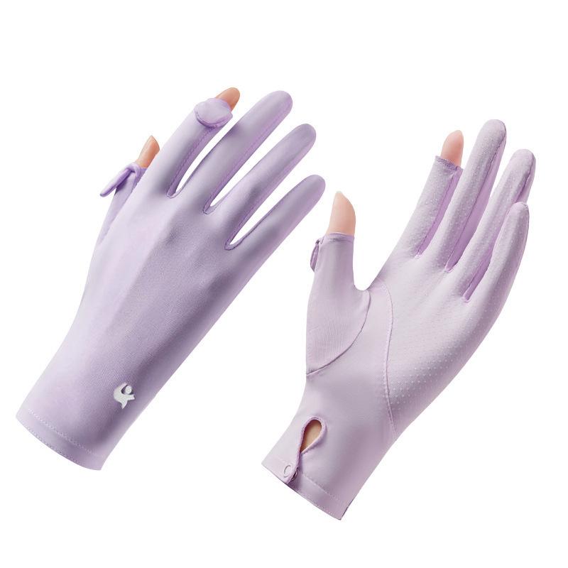 Women's Ice Silk Sun Protection Gloves - Lightweight, Breathable, Anti-Slip, UV Shield for Summer Cycling.