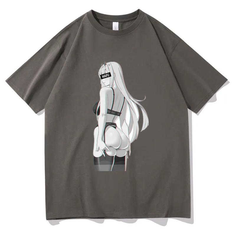 Sommer Baumwoll T-Shirt Harajuku Anime Egirl Print T-Shirt Y2k Casual Kurzarm T-Shirt Unisex Oversize Streetwear Kleidung