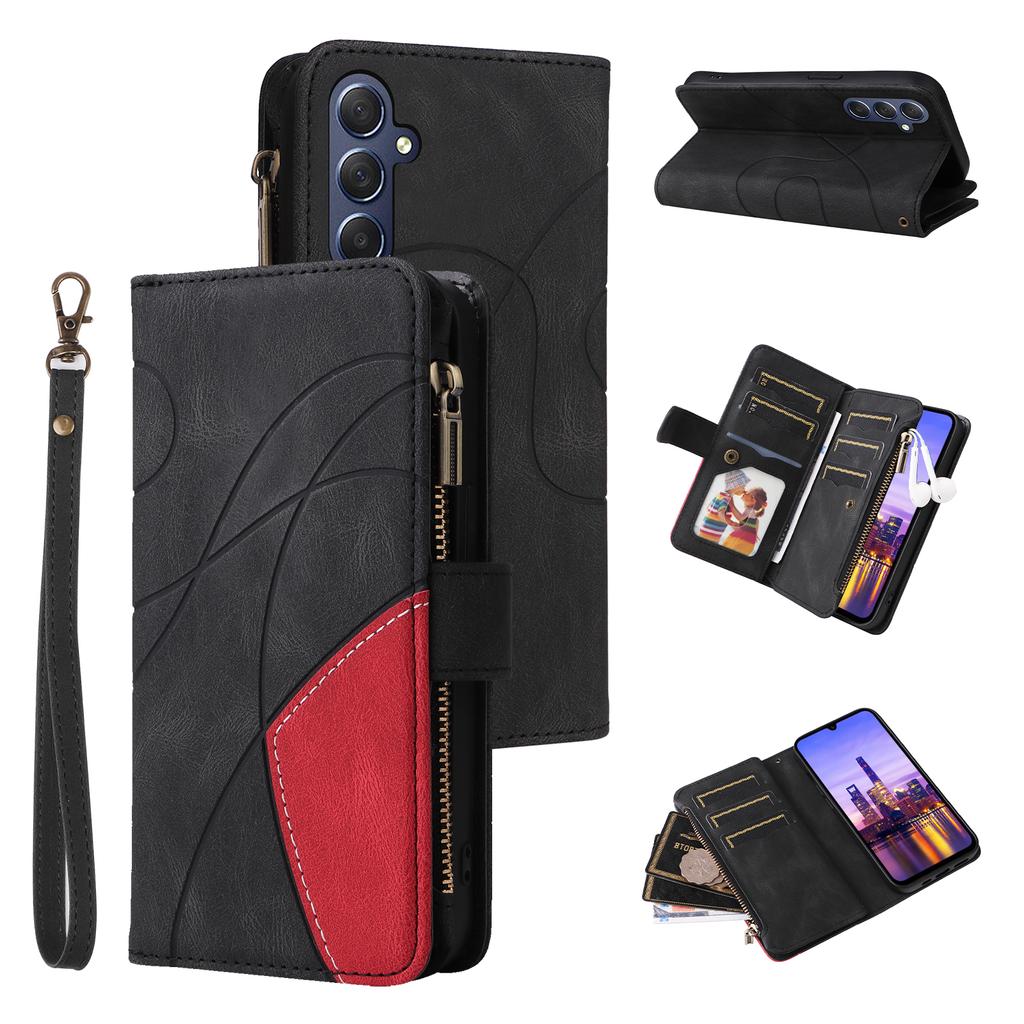 For Samsung Galaxy A17 5G/A17 4G/A26 5G/A16 5G/A16 4G Leather Case with Strap Zipper 9 Card Slot Phone Cover Stand