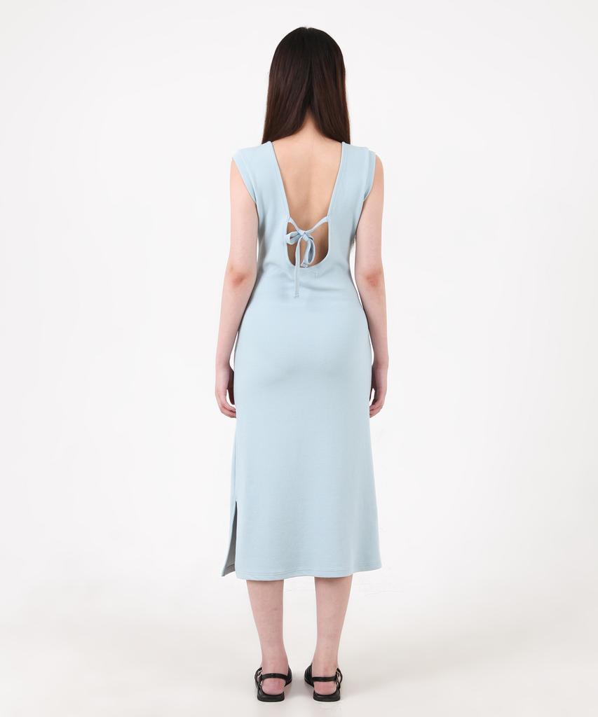 Catharsis Waffle Tank Tab Backless Long Dress Light Blue One Size