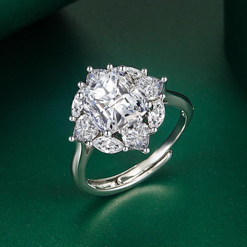 BELLA BOX Classic Opening Resizable Rings For Women Zircon Engagement Party Fine Jewelry Gift