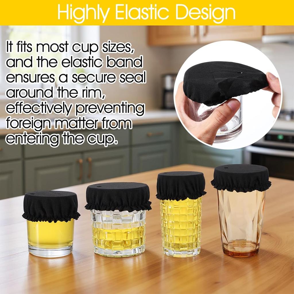 SHENLIU 10PCS Drink Cover Scrunchie with Straw Hole, Drink Covers Scrunchies Elastic Cup Glass Cover Reble & Washable Drink Spiking Prevention for