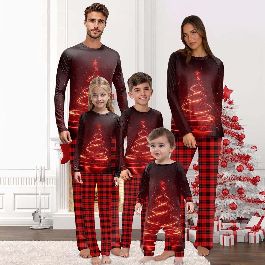 Christmas Prints Family Matching Long Sleeve Tops+Pants Set Family Matching Sets