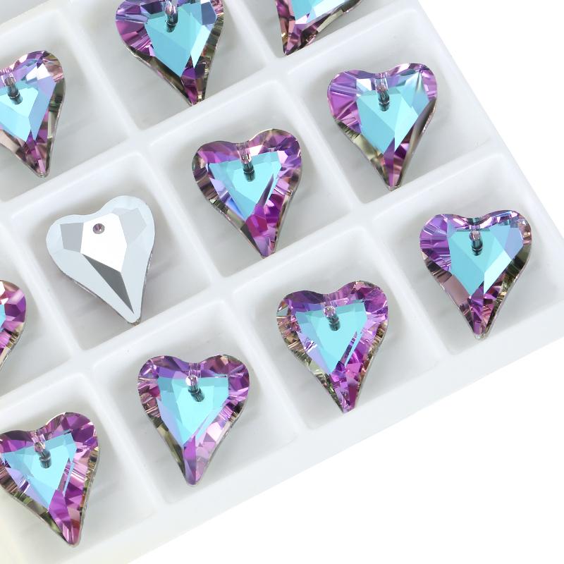 12Pcs Austria Crystal Pendant Loose Rhinestone Beads Charms Glass Jewelry Gems Stones for DIY Necklace Jewelry Making 11Styles