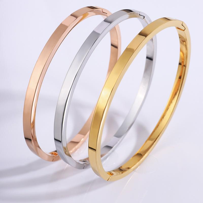 Versatile High-End Polished Titanium Steel Bracelet for Women - Non-Fading Silver Bangle
