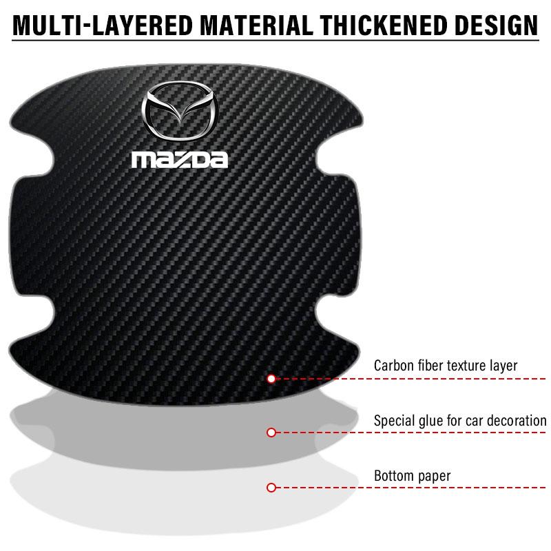 4PCS Car Door Handle Protection Sticker Emblem Car Decoration Styling For Mazda 3 7 8 Atenza Axela 5 6 323 500 RX7 RX8 CX9 CX30 CX7 CX6 CX5