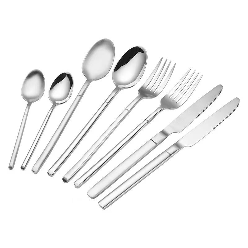 

8 PCS Cutlery Set Stainless Steel Tableware Set Knife Fork Coffee Spoon Flatware Set Dinnerware Set срібний