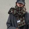 Winter Thickened Green Retro Plaid Scarf Women's Korean Style Student Shawl Warm Neck Warmer