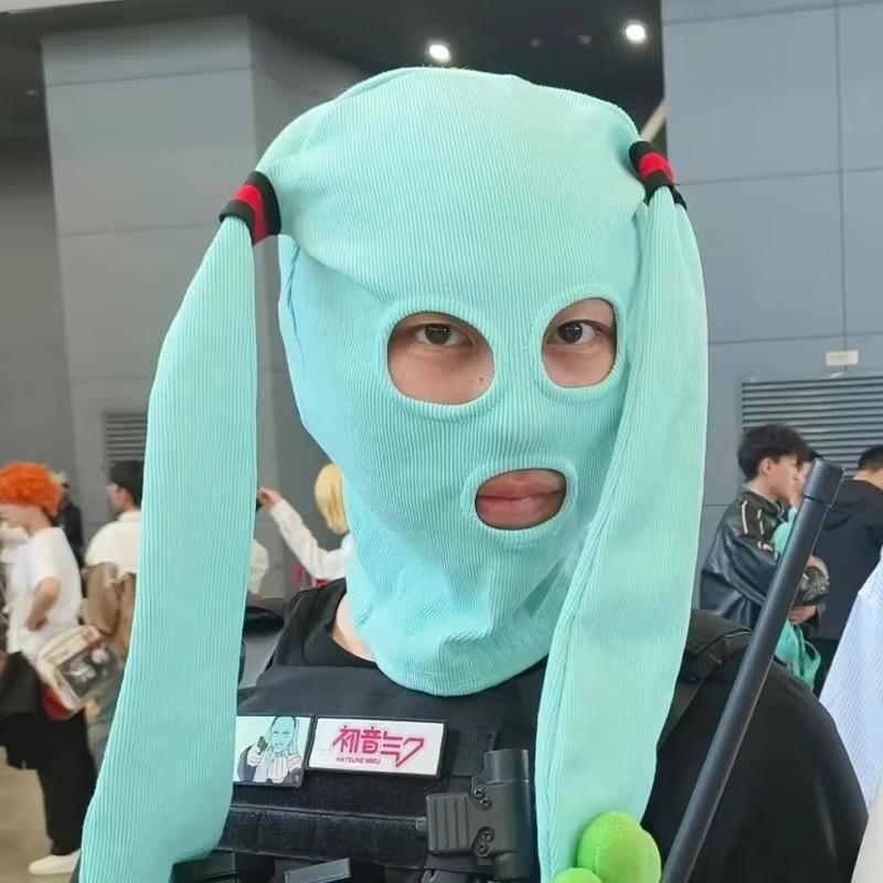 Cartoon Hatsune Miku Funny Headwear Game Hats Community Masks Cosplay Accessory Anime Game Character Hood Halloween PartyCostume