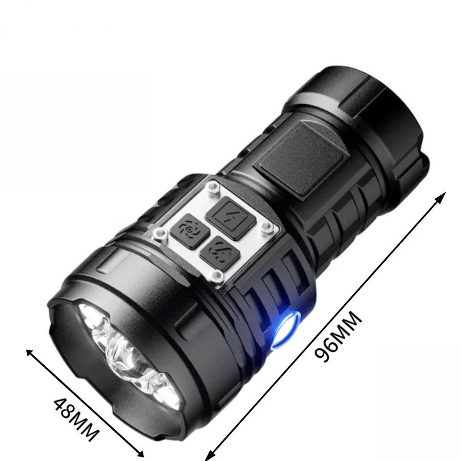 9LED Strong Light LED Flashlight TYPE-C Charging Torch with COB Light Portable LED Flashlight Outdoor for Home Emergency