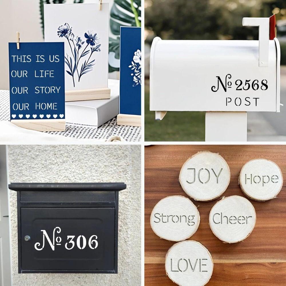 4 Pieces DIY Accessories DIY Metal Planner Stencil Reusable Rust-proof Letter Template Journal Engraving Stencils Journaling