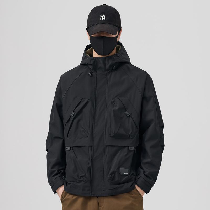 New Spring And Autumn Basic Fashion Casual Versatile Hood Trend Tooling Jacket Jacket Long Sleeve Jacket Men