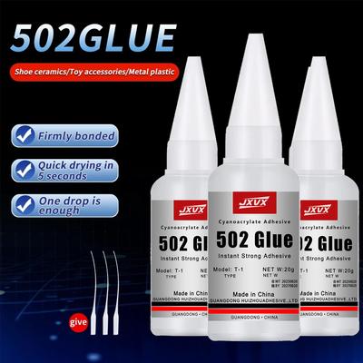JXVX High-Performance 502 Super Glue Strong, Durable Bonding for Glass, Wood, Metal, Plastic, and Ceramics. Ideal for Home DIY and Repairs. Free