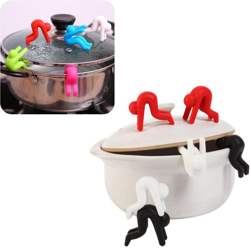 1pc Silicone Support Pan Pot Lid Holder Anti-Overflow Pot Clip Kitchen Tools Stand Mobile Phone Chopstick Spoon Holder Stand