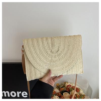 Gewebte Tasche Strohtasche Modische Unterarmtasche Strand-Stil Umschlagtasche Klapptasche Gewebte Tasche Umhängetasche