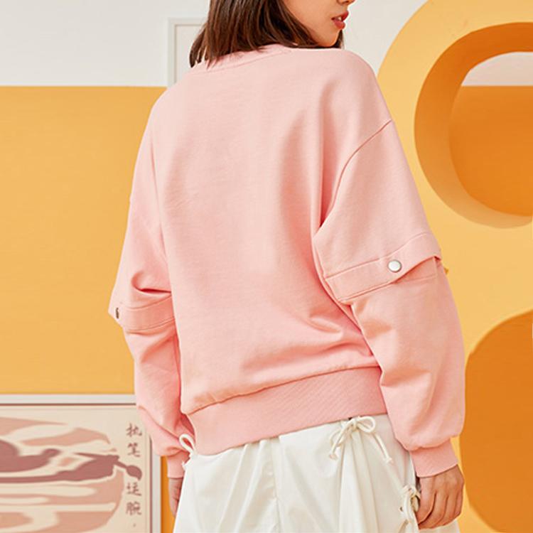 Li-Ning X Disney Joint Fashion Sport Series Printed Crew Neck Sweater Women Sweater Peach-Bud-Red AWDR140-1